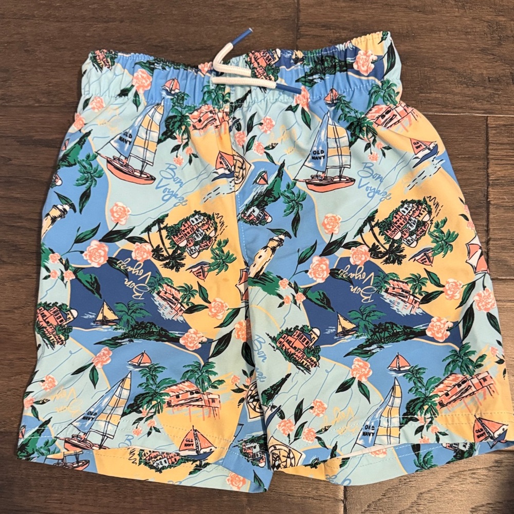 Tropical Print Boys Swim Trunks